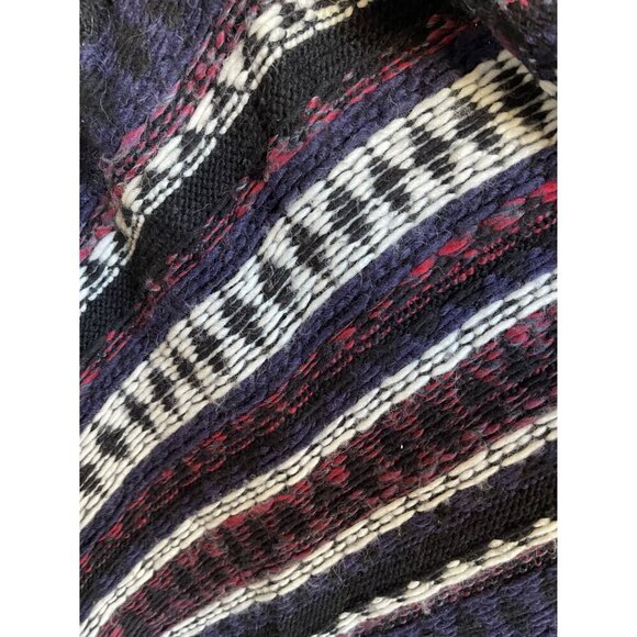 LOFT Size Medium Wool Alpaca Blend Open Cardigan Sweater Black White Purple Red - Picture 9 of 9